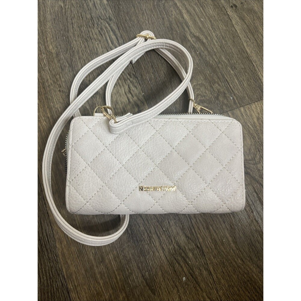 MONTANA WEST Western Leather Crossbody Quilted Handbag Beige Off-White